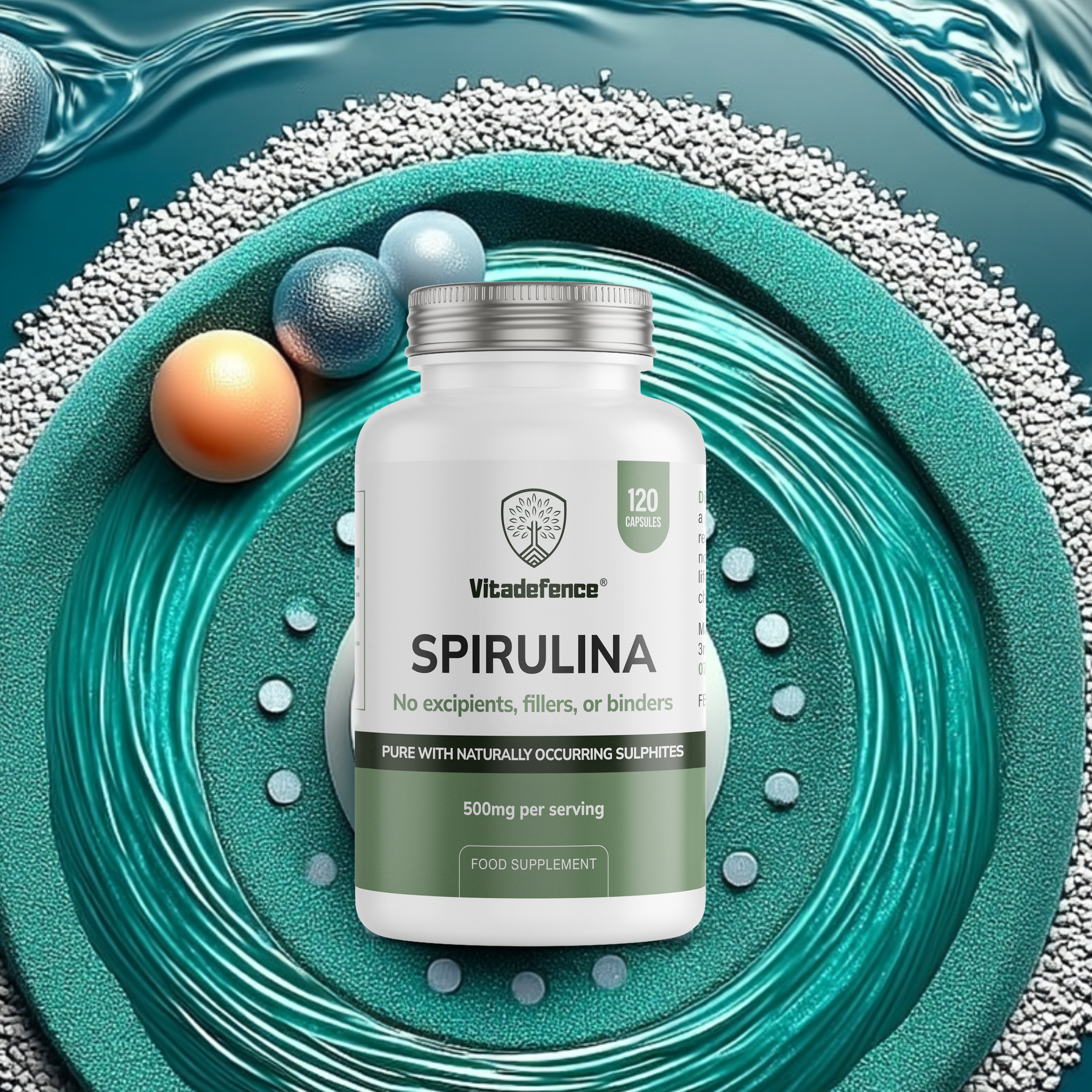 Vitadefence® Spirulina | 500 mg Vegan Capsules – 120 Count