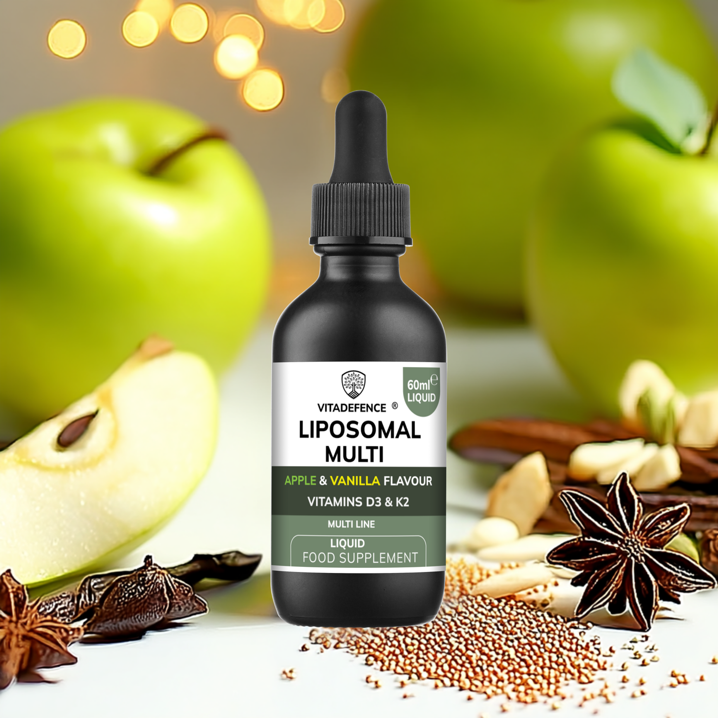 Vitadefence® Liposomal Vitamin D3 & K2 – Apple & Vanilla Flavour