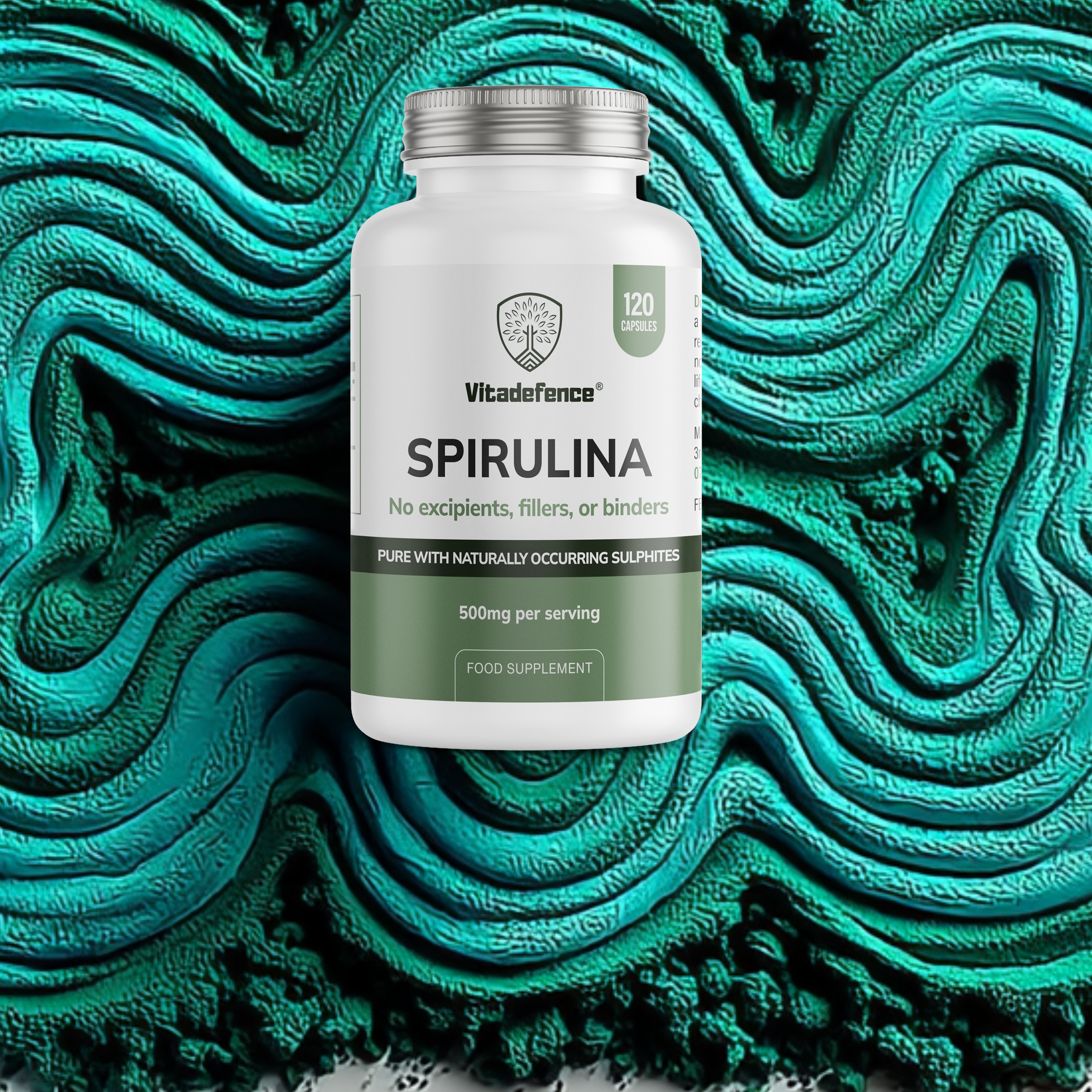 Vitadefence® Spirulina | 500 mg Vegan Capsules – 120 Count