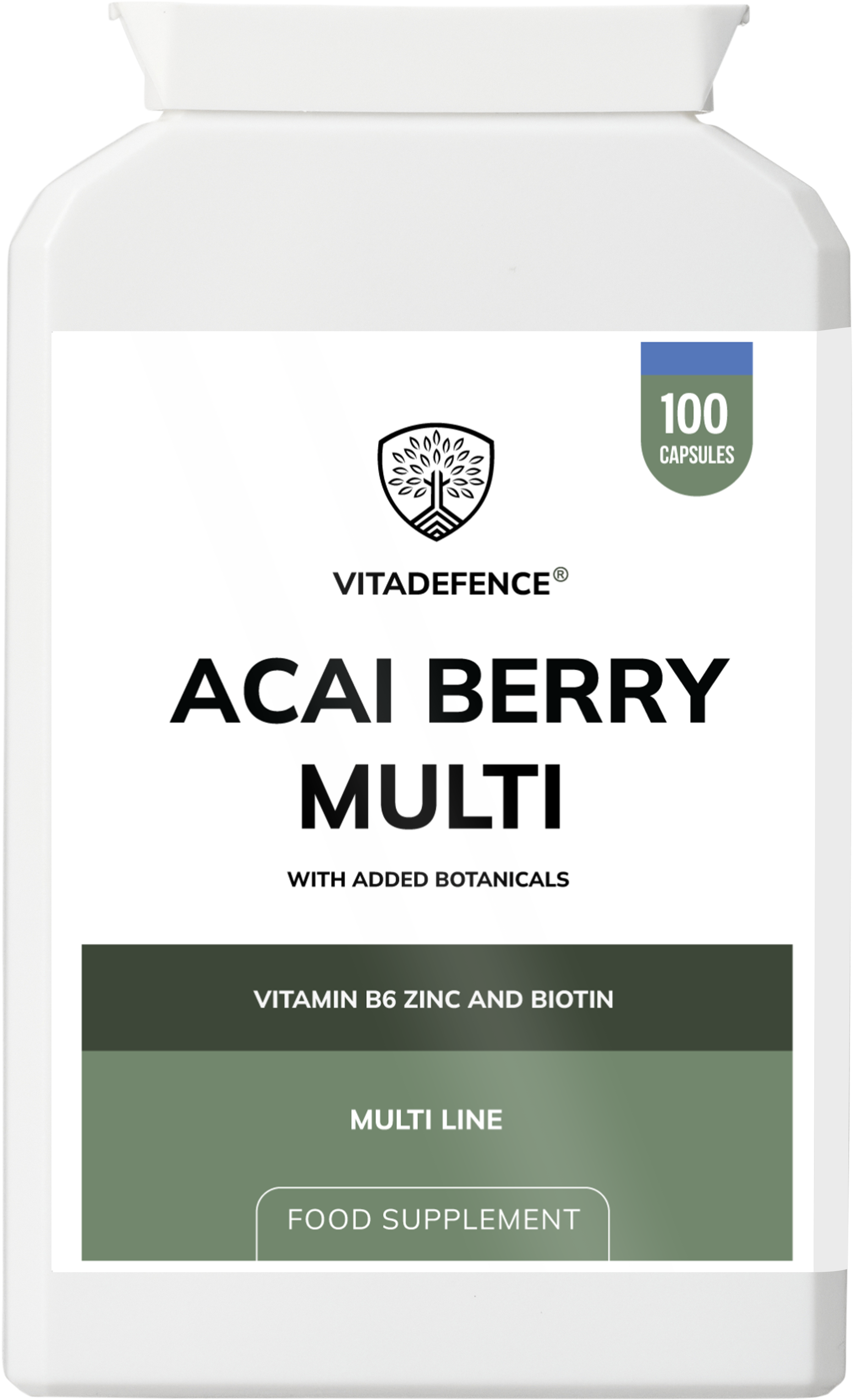 Vitadefence® Acai Berry Multi | With Vitamin B6, Zinc, Biotin & Botanicals – 100 Capsules