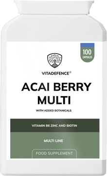 Vitadefence® Acai Berry Multi | With Vitamin B6, Zinc, Biotin & Botanicals – 100 Capsules