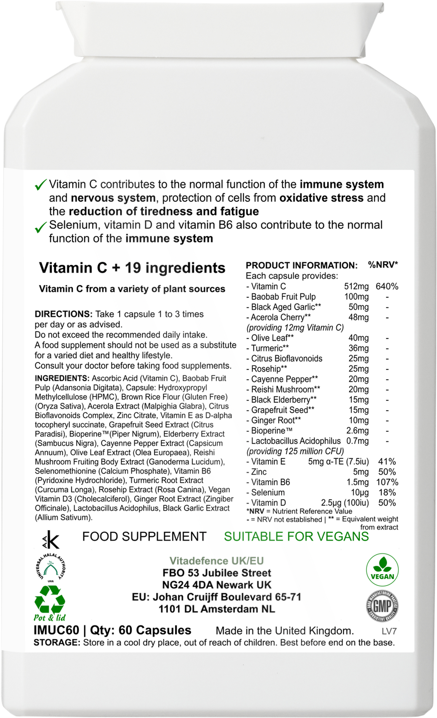 Vitadefence® Vitamin C Multi | With Botanicals & Minerals – 60 Capsules