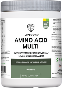 Vitadefence® Amino Acid Multi | Lemon & Lime Flavour with Citrulline Malate, BCAAs & Vitamins – 300 g