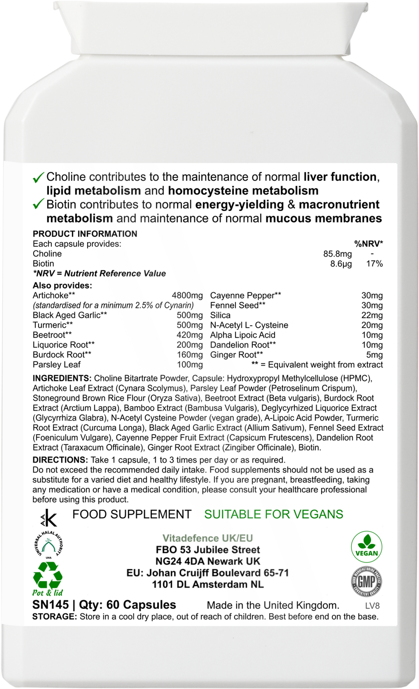 Vitadefence® Artichoke Multi | With Choline, Biotin & Botanicals – 60 Capsules - Vitadefence® - Vitadefence®