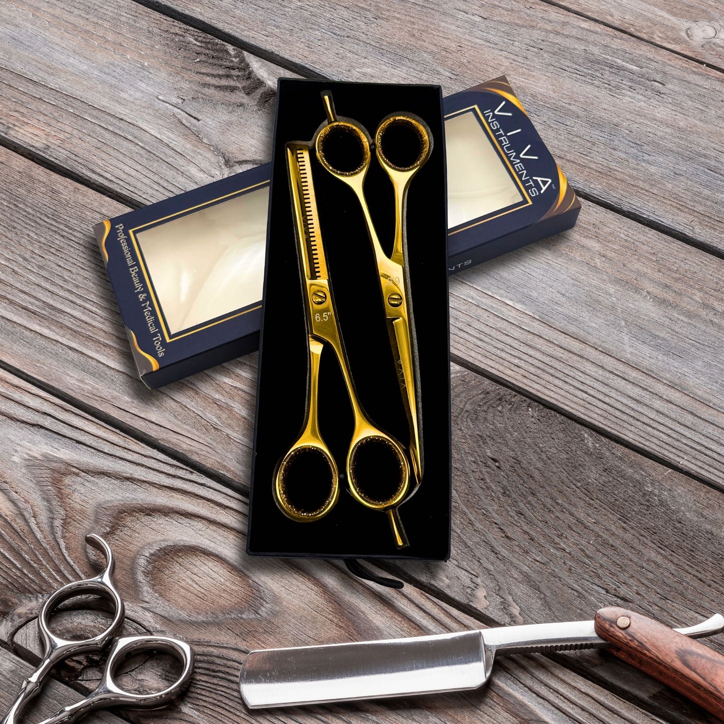 Haircut & Thinning Scissors Set - GOLD