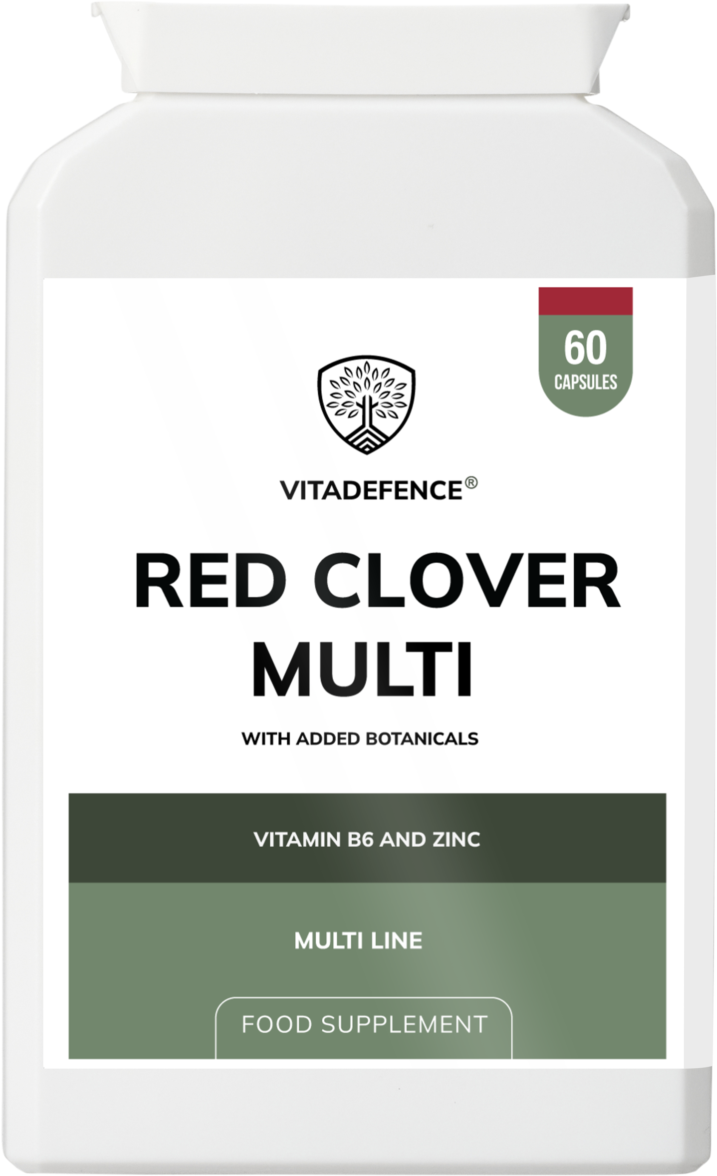 Vitadefence® Red Clover Multi | With Vitamin B6, Zinc, Sage & Siberian Ginseng – 60 Capsules