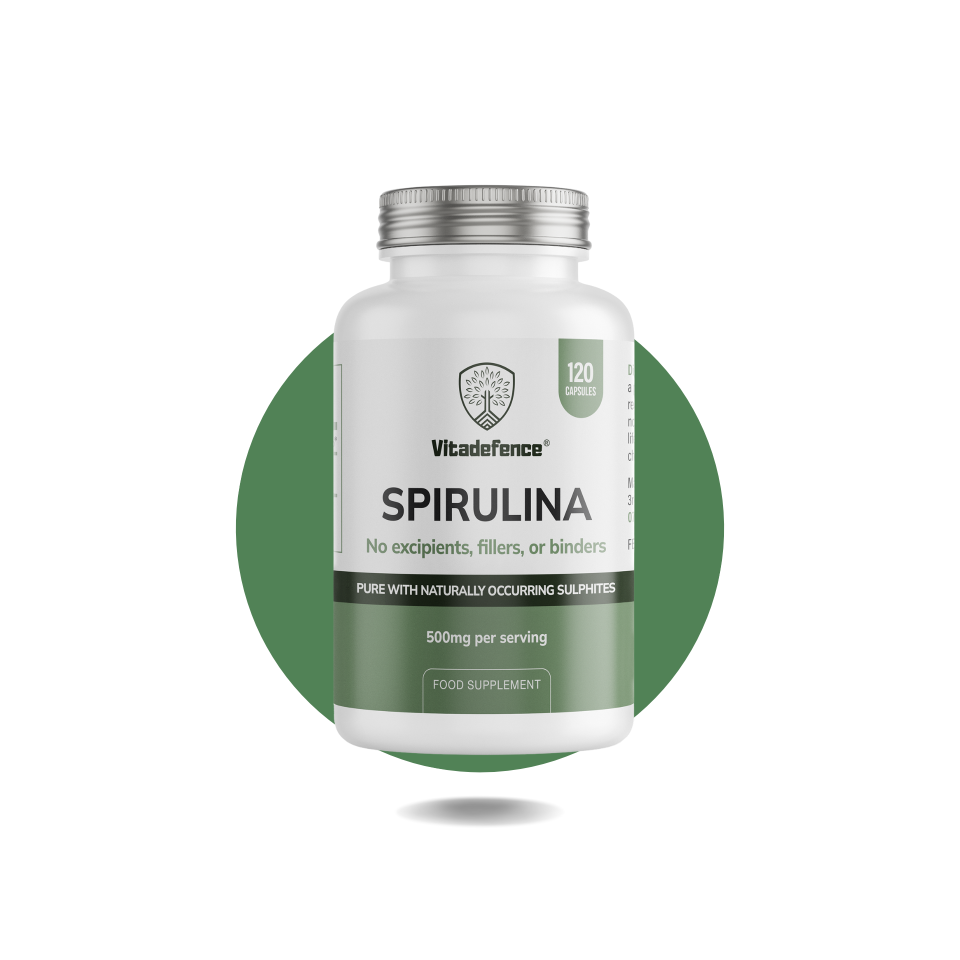Vitadefence® Spirulina | 500 mg Vegan Capsules – 120 Count