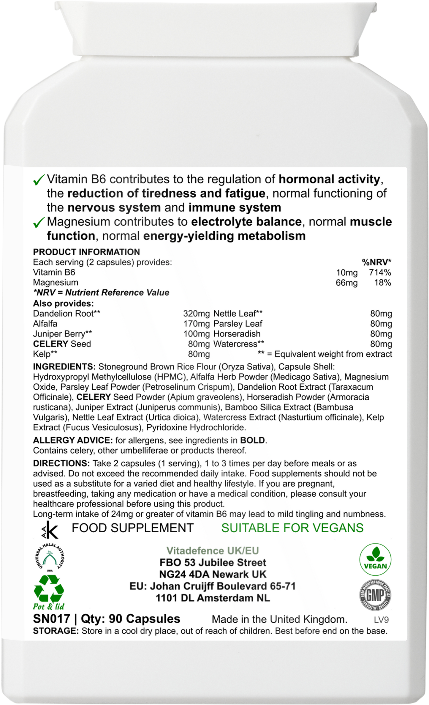 Vitadefence® Dandelion Multi | With Vitamin B6, Magnesium & Botanicals – 90 Capsules - Vitadefence® - Vitadefence®