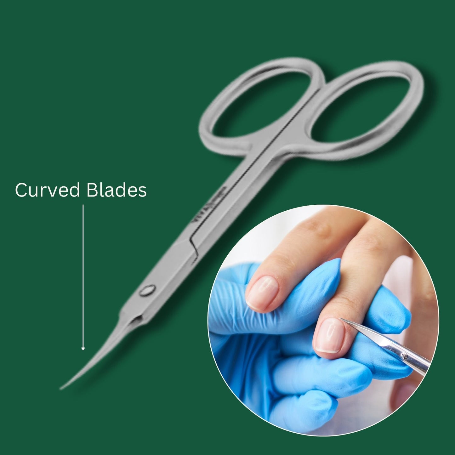 Cuticle Nail Scissors - 9.5cm Slightly Curved