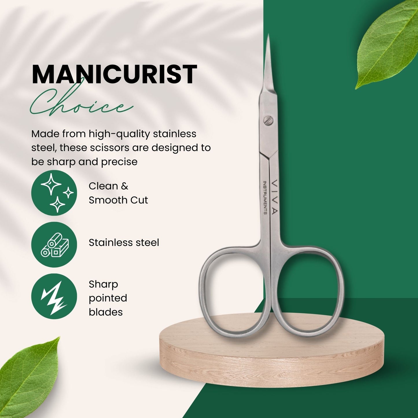 Cuticle Nail Scissors - 9.5cm Slightly Curved