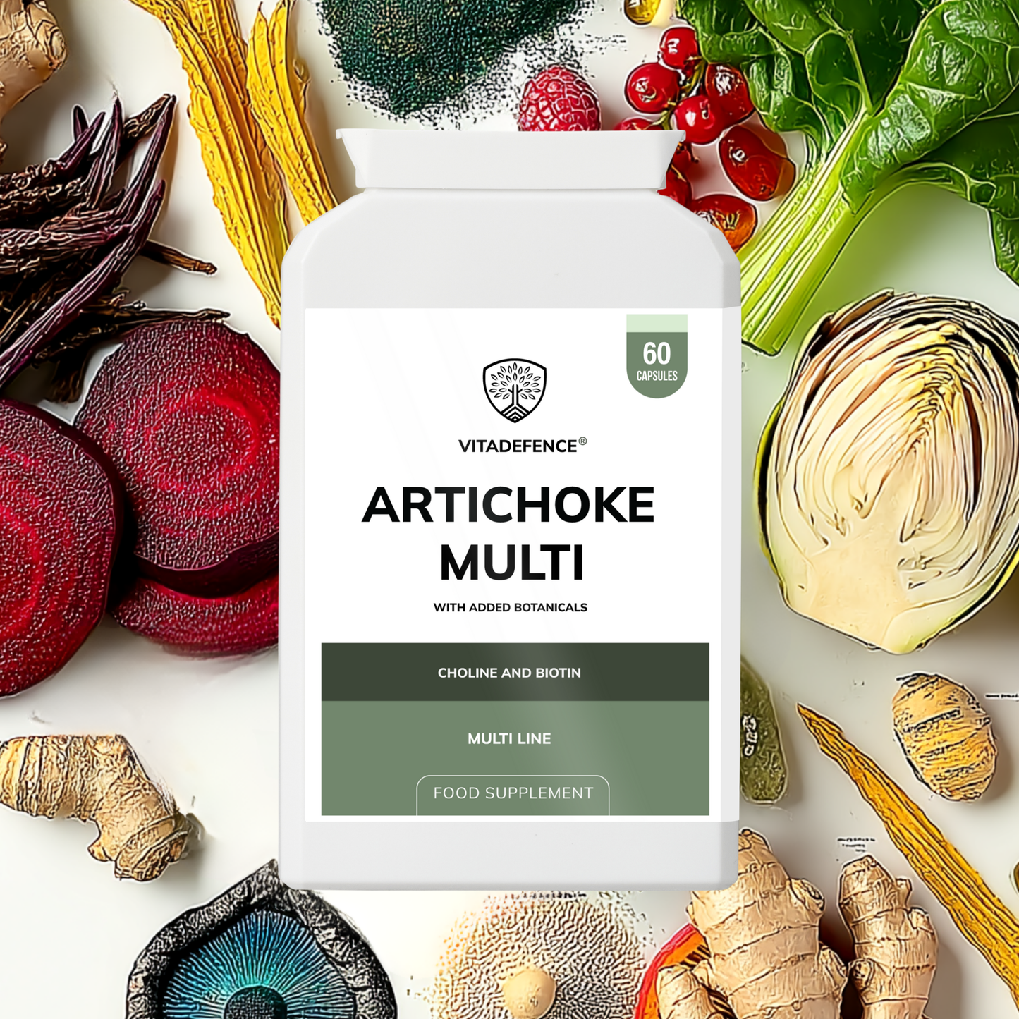 Vitadefence® Artichoke Multi | With Choline, Biotin & Botanicals – 60 Capsules