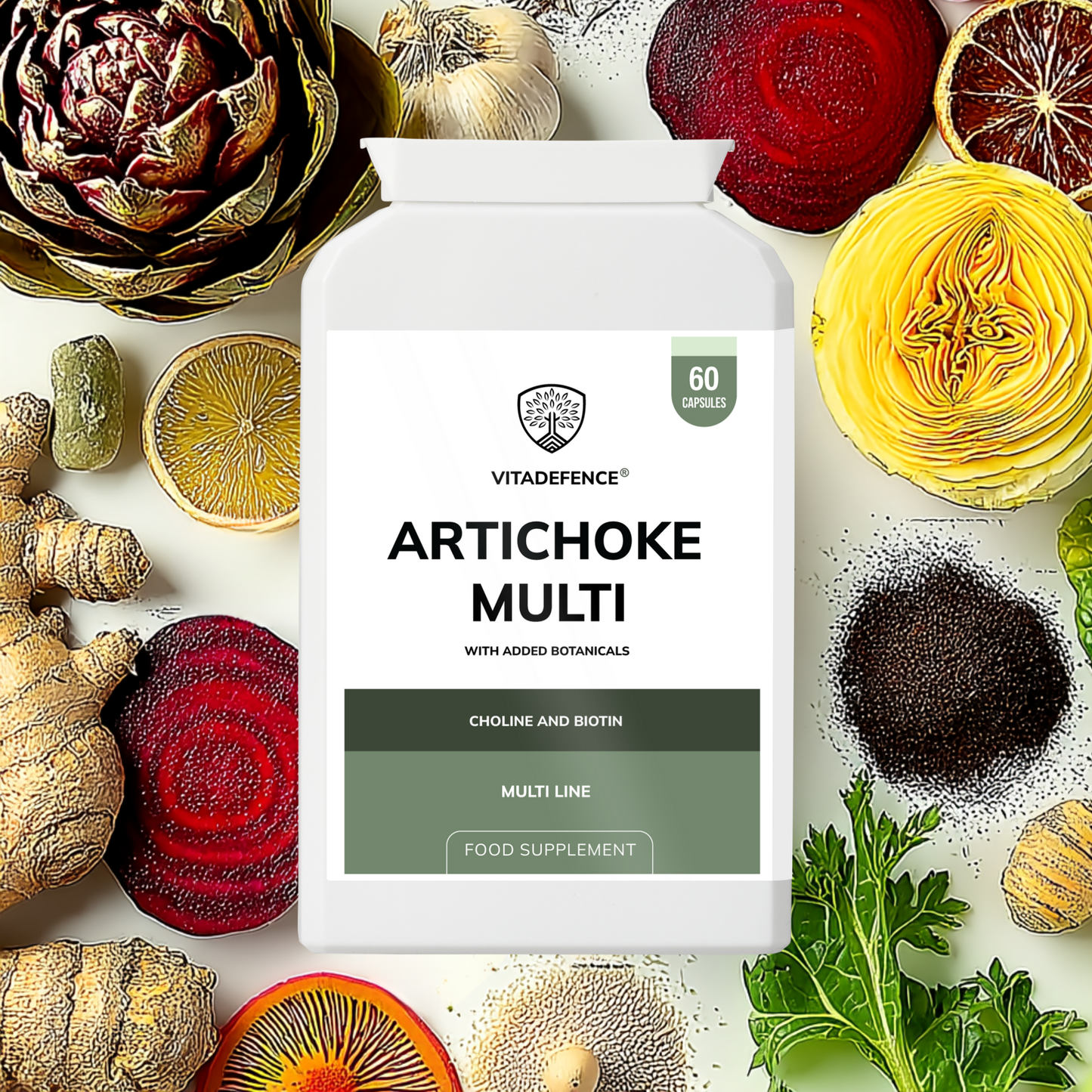 Vitadefence® Artichoke Multi | With Choline, Biotin & Botanicals – 60 Capsules