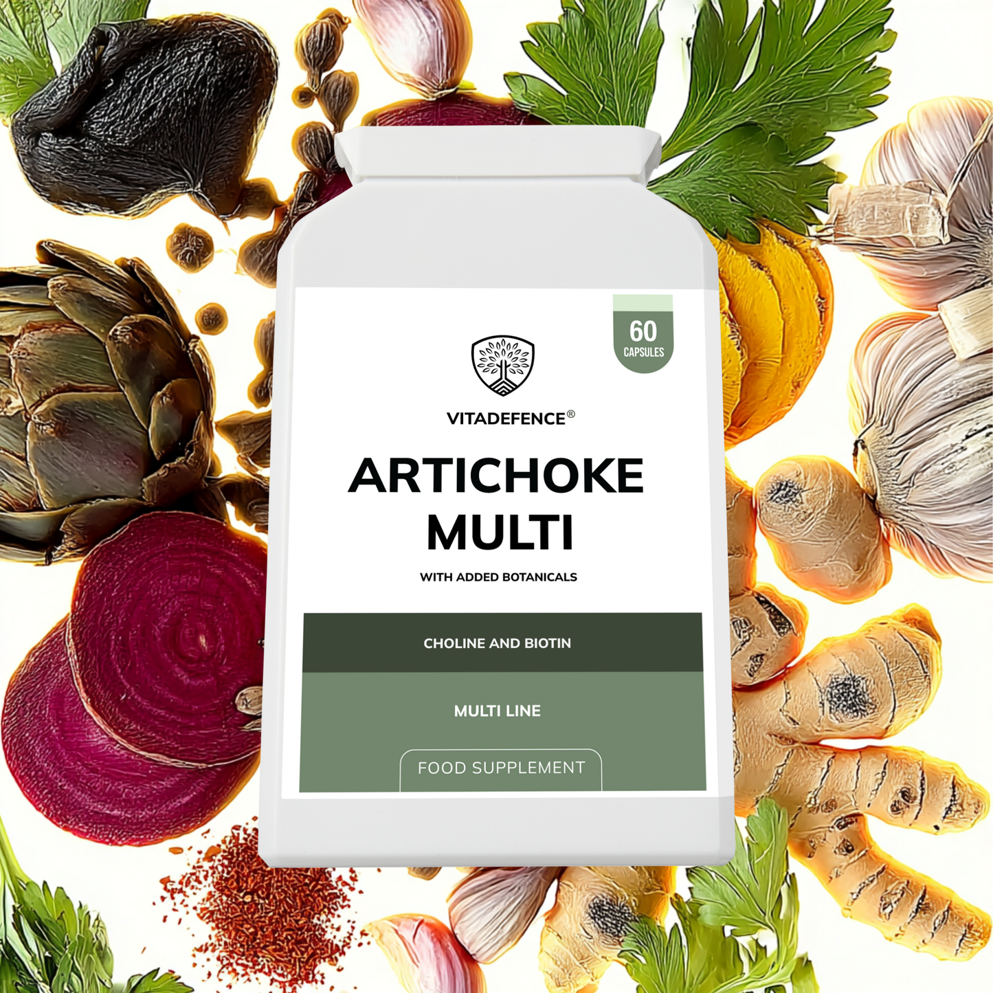 Vitadefence® Artichoke Multi | With Choline, Biotin & Botanicals – 60 Capsules