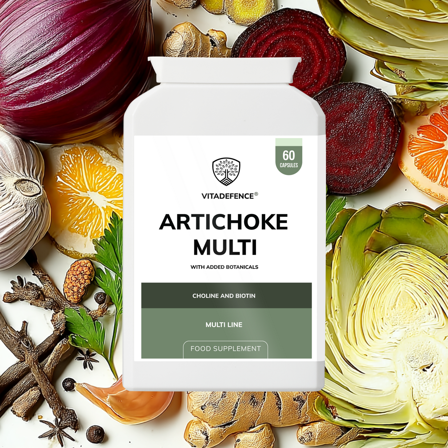 Vitadefence® Artichoke Multi | With Choline, Biotin & Botanicals – 60 Capsules