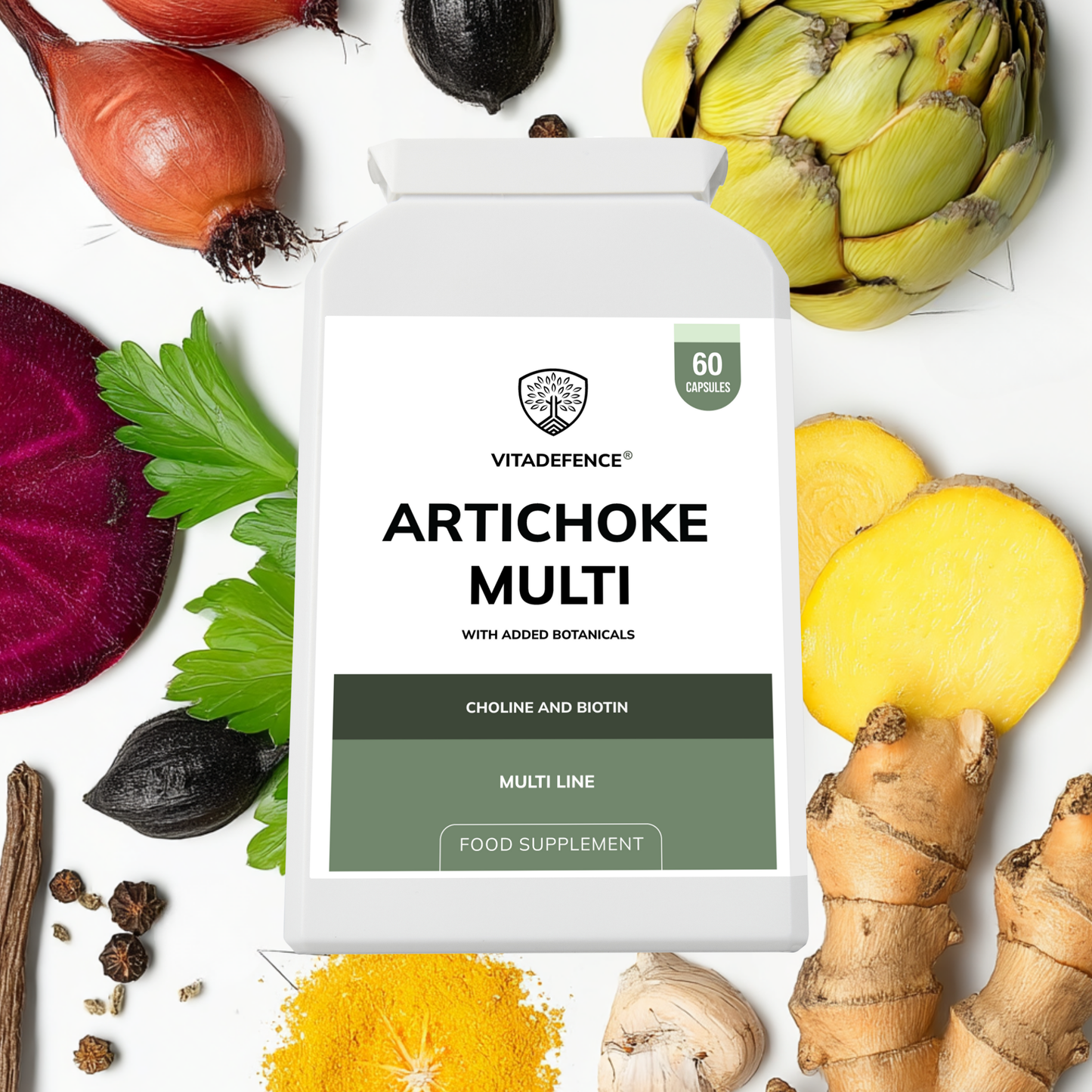Vitadefence® Artichoke Multi | With Choline, Biotin & Botanicals – 60 Capsules