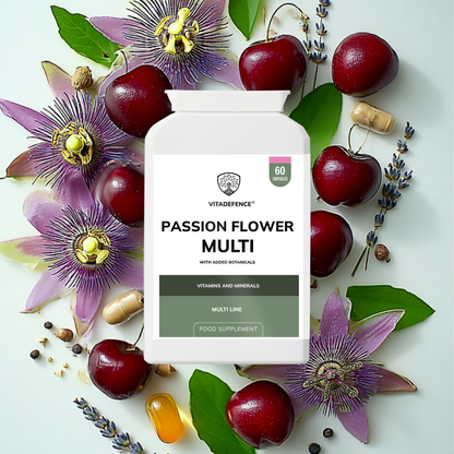Vitadefence® Passion Flower Multi | With Montmorency Cherry, Chamomile, Ashwagandha & Magnesium – 60 Capsule