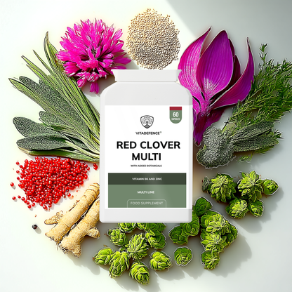 Vitadefence® Red Clover Multi | With Vitamin B6, Zinc, Sage & Siberian Ginseng – 60 Capsules