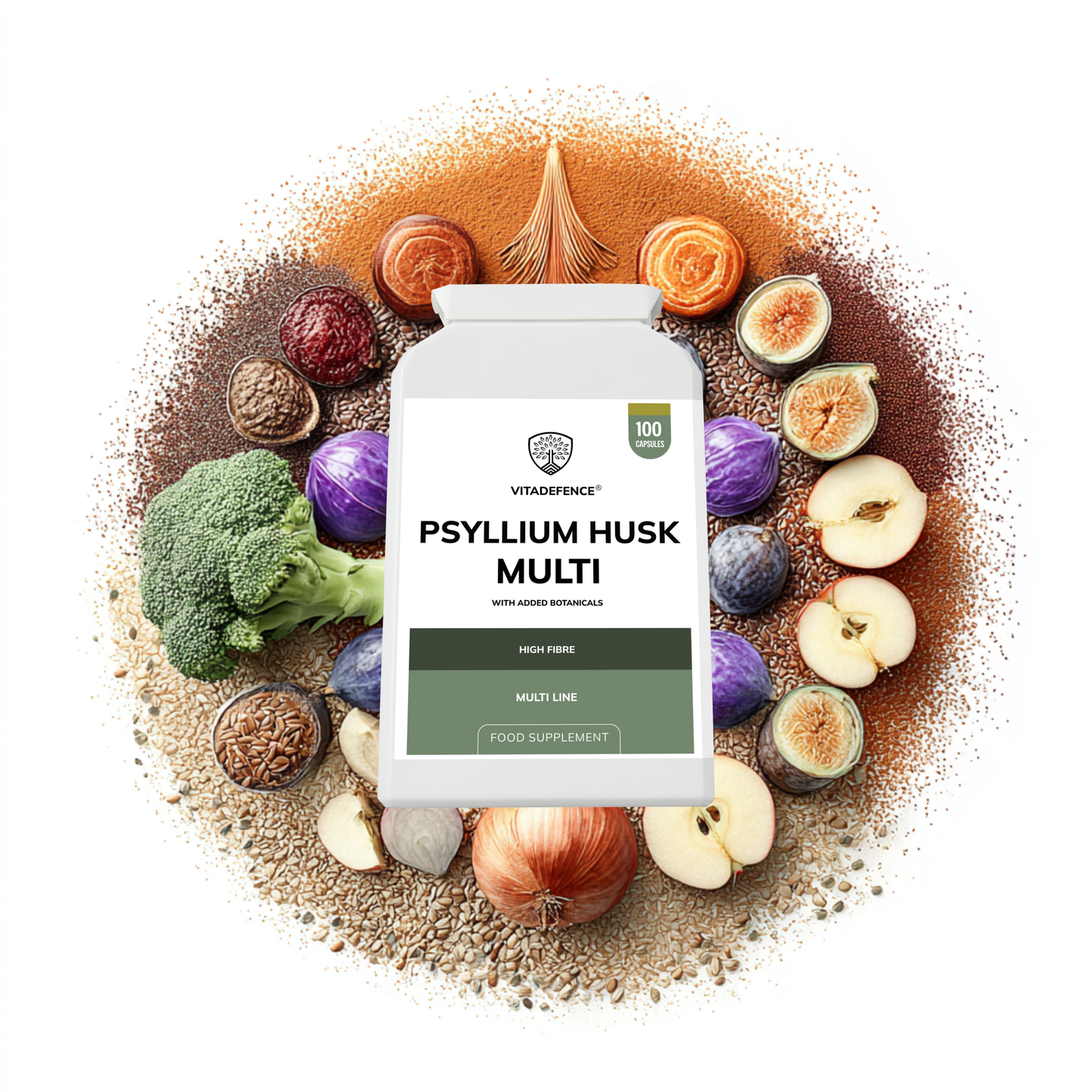 Vitadefence® Psyllium Husk Multi | High-Fibre Botanical Blend – 100 Capsules