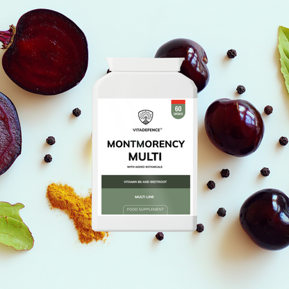 Vitadefence® Montmorency Multi | With Vitamin B6, Beetroot & Tart Cherry – 60 Capsules