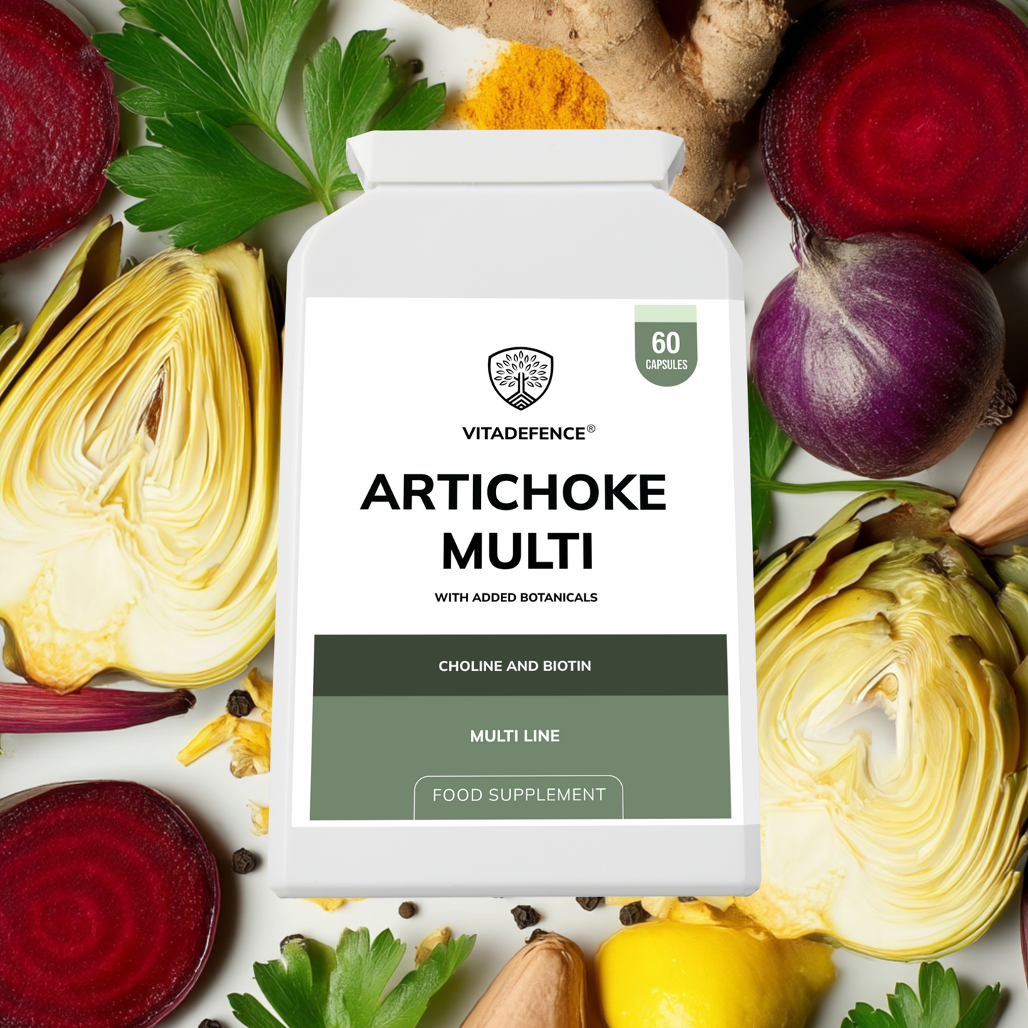 Vitadefence® Artichoke Multi | With Choline, Biotin & Botanicals – 60 Capsules