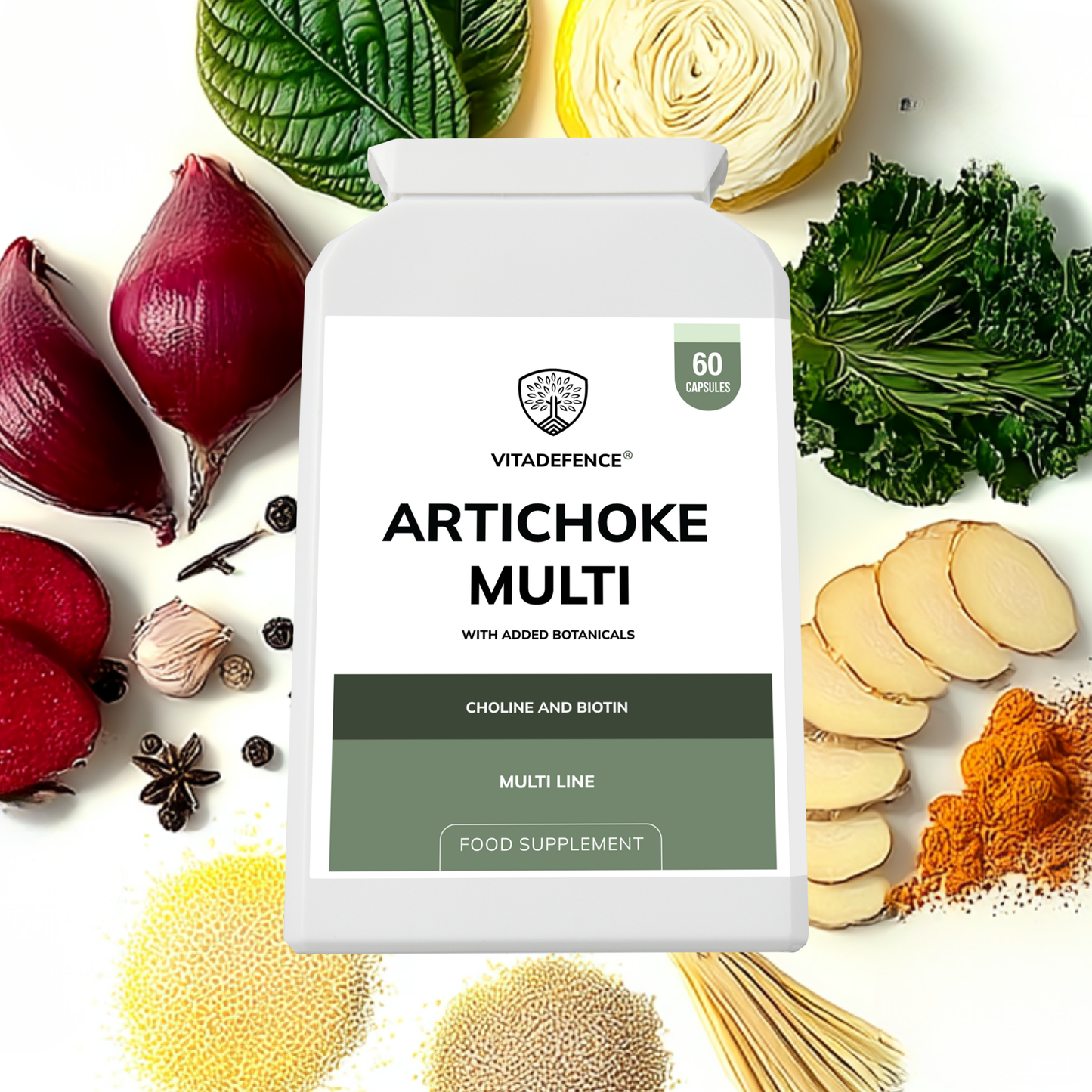 Vitadefence® Artichoke Multi | With Choline, Biotin & Botanicals – 60 Capsules