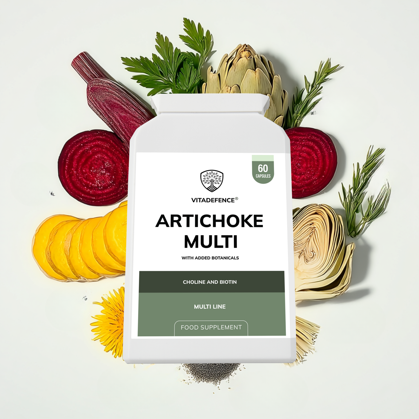 Vitadefence® Artichoke Multi | With Choline, Biotin & Botanicals – 60 Capsules