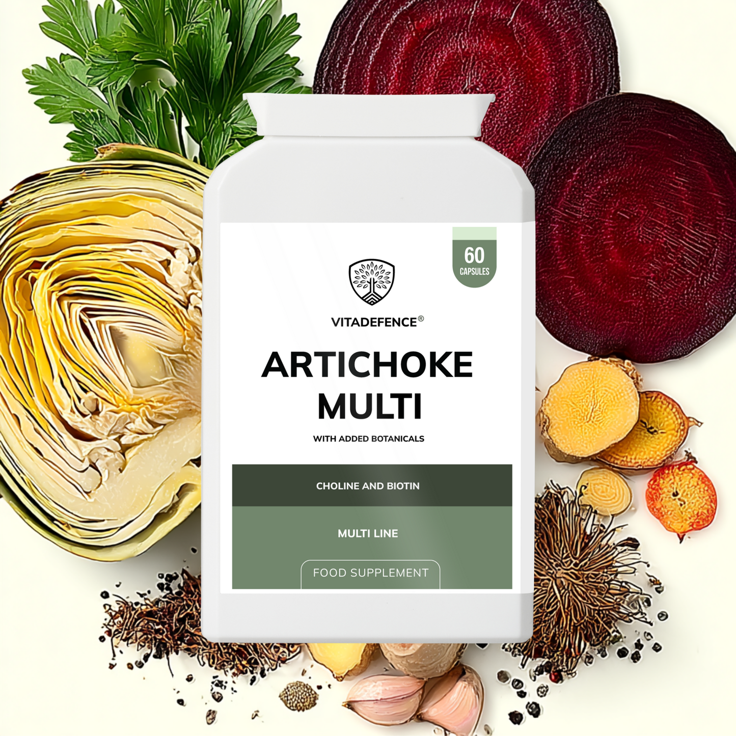 Vitadefence® Artichoke Multi | With Choline, Biotin & Botanicals – 60 Capsules