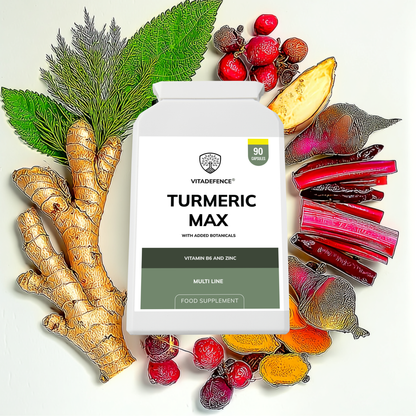 Vitadefence® Turmeric Max | With Vitamin B6, Zinc & Botanicals – 90 Capsules