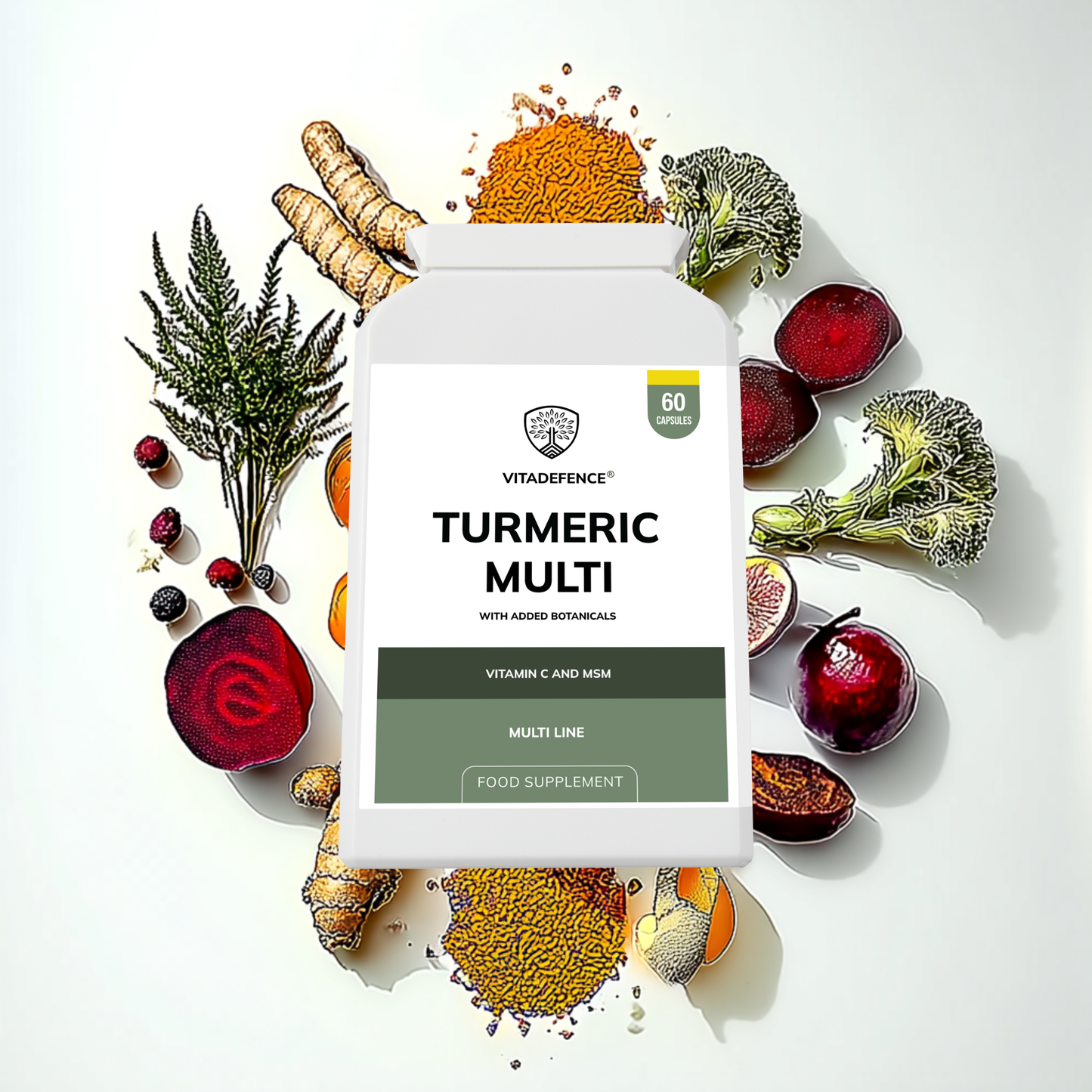 Vitadefence® Turmeric Multi | With Vitamin B6, Zinc & Botanicals – 90 Capsules
