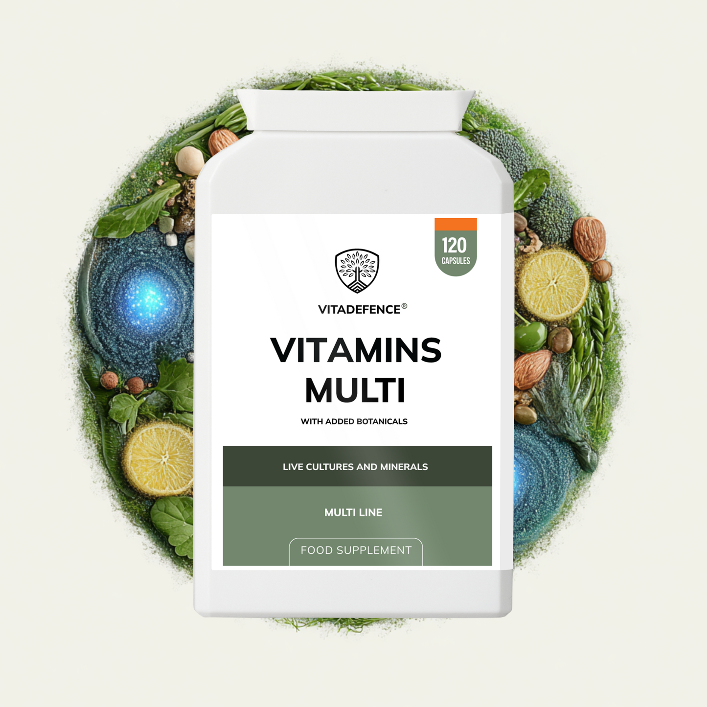 Vitadefence® Vitamins Multi | With Botanicals, Minerals & Live Cultures – 120 Capsules