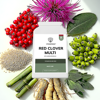 Vitadefence® Red Clover Multi | With Vitamin B6, Zinc, Sage & Siberian Ginseng – 60 Capsules
