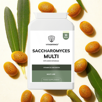 Vitadefence® Saccharomyces Multi | With Vitamin D3, Biotin, Olive Leaf & Bamboo Silica – 30 Capsules