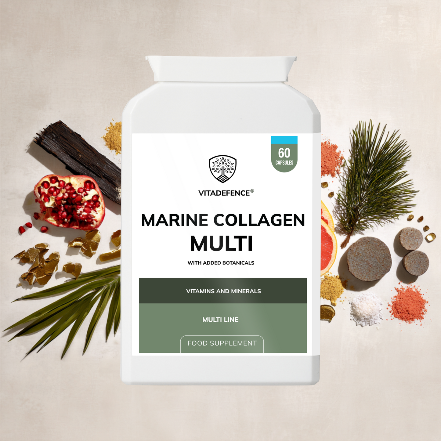 Vitadefence® Marine Collagen Multi | With Vitamin C, Zinc & Biotin – 60 Capsules