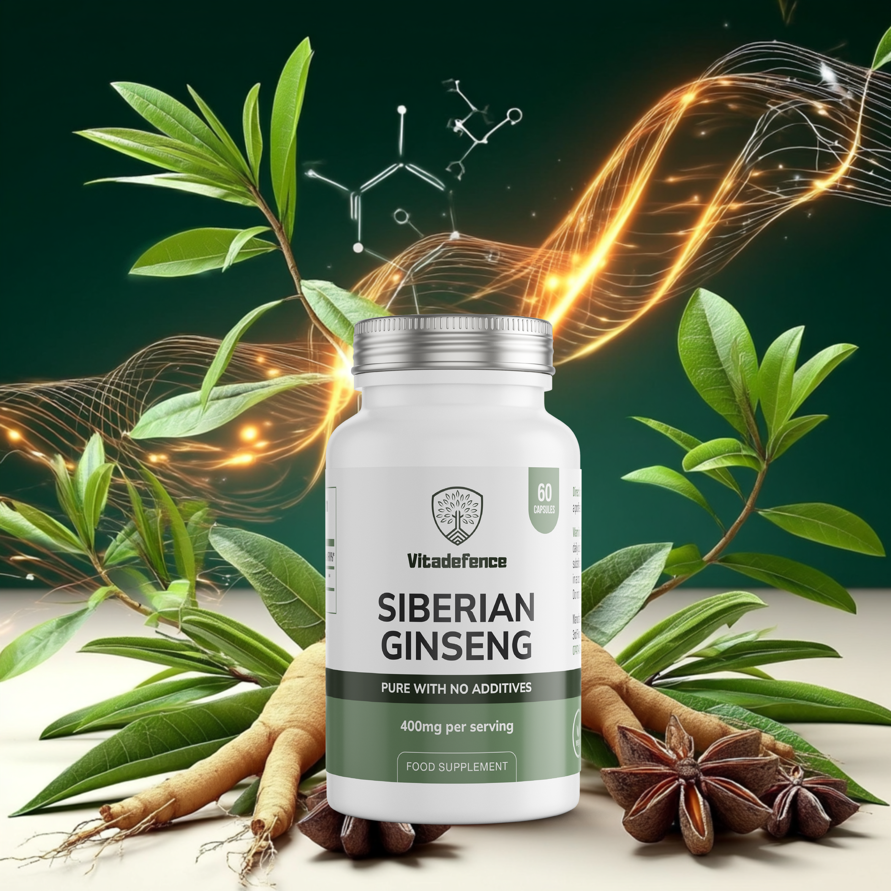 Vitadefence® Siberian Ginseng | 800 mg Vegan Capsules – 60 Count