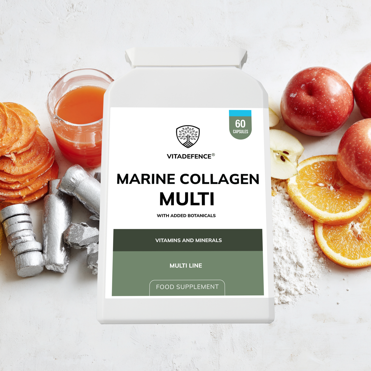 Vitadefence® Marine Collagen Multi | With Vitamin C, Zinc & Biotin – 60 Capsules