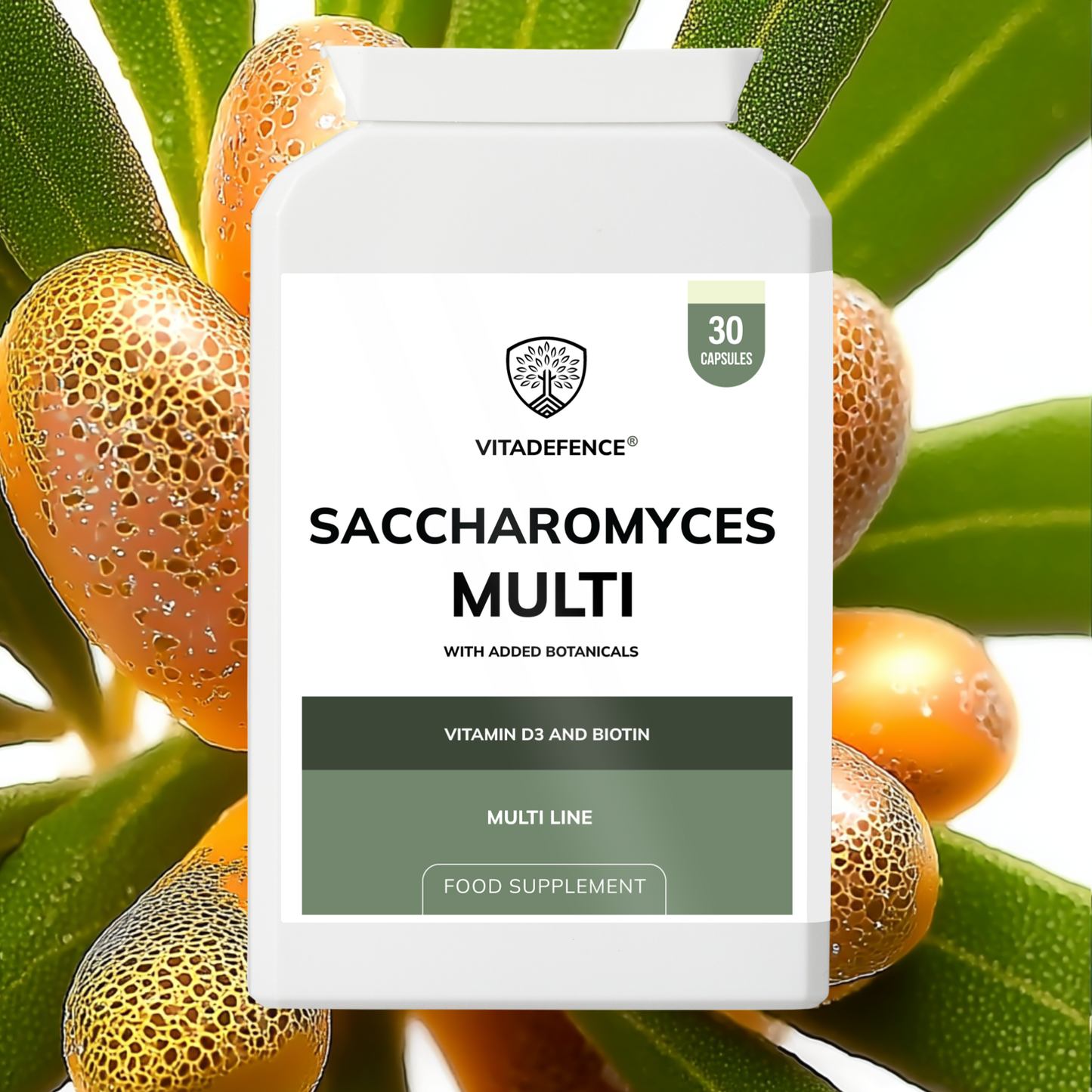 Vitadefence® Saccharomyces Multi | With Vitamin D3, Biotin, Olive Leaf & Bamboo Silica – 30 Capsules
