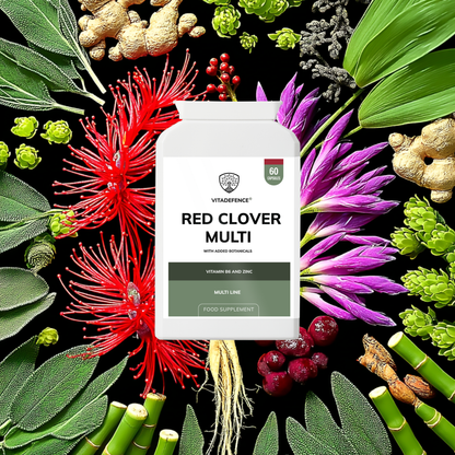 Vitadefence® Red Clover Multi | With Vitamin B6, Zinc, Sage & Siberian Ginseng – 60 Capsules