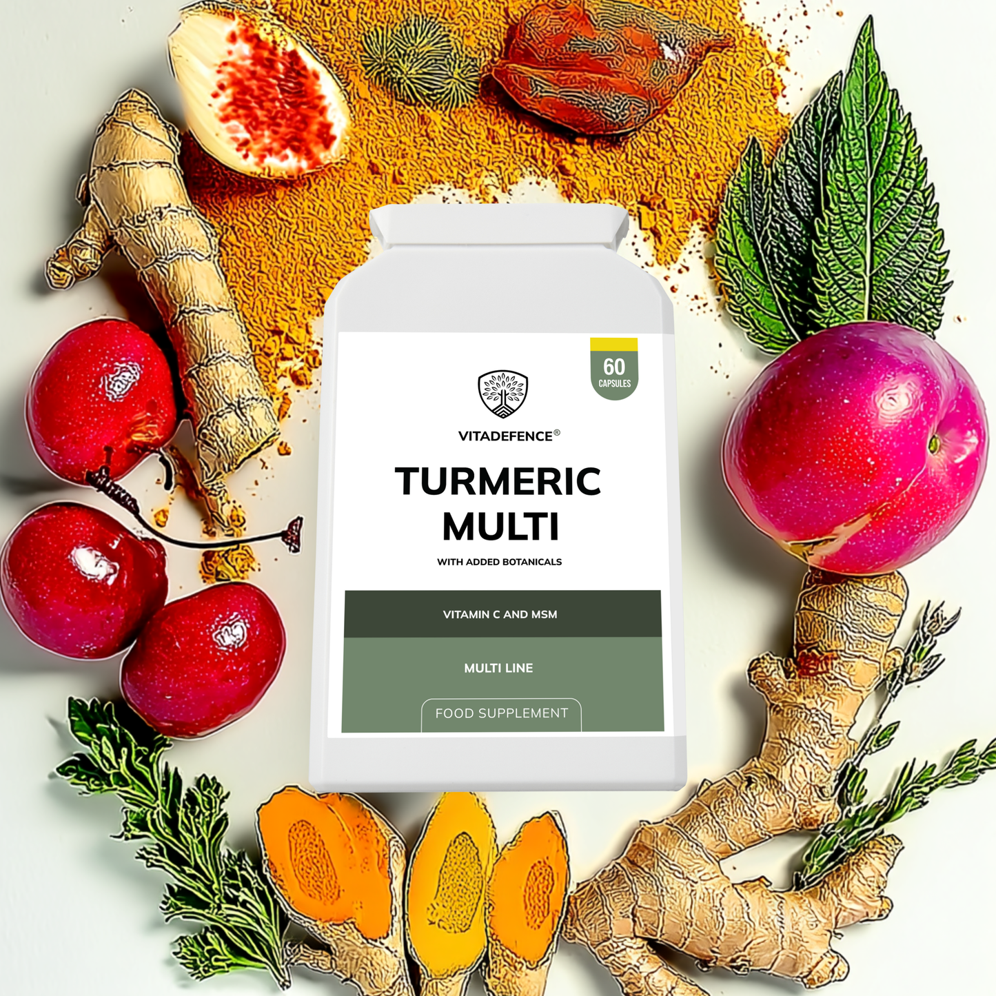 Vitadefence® Turmeric Multi | With Vitamin B6, Zinc & Botanicals – 90 Capsules
