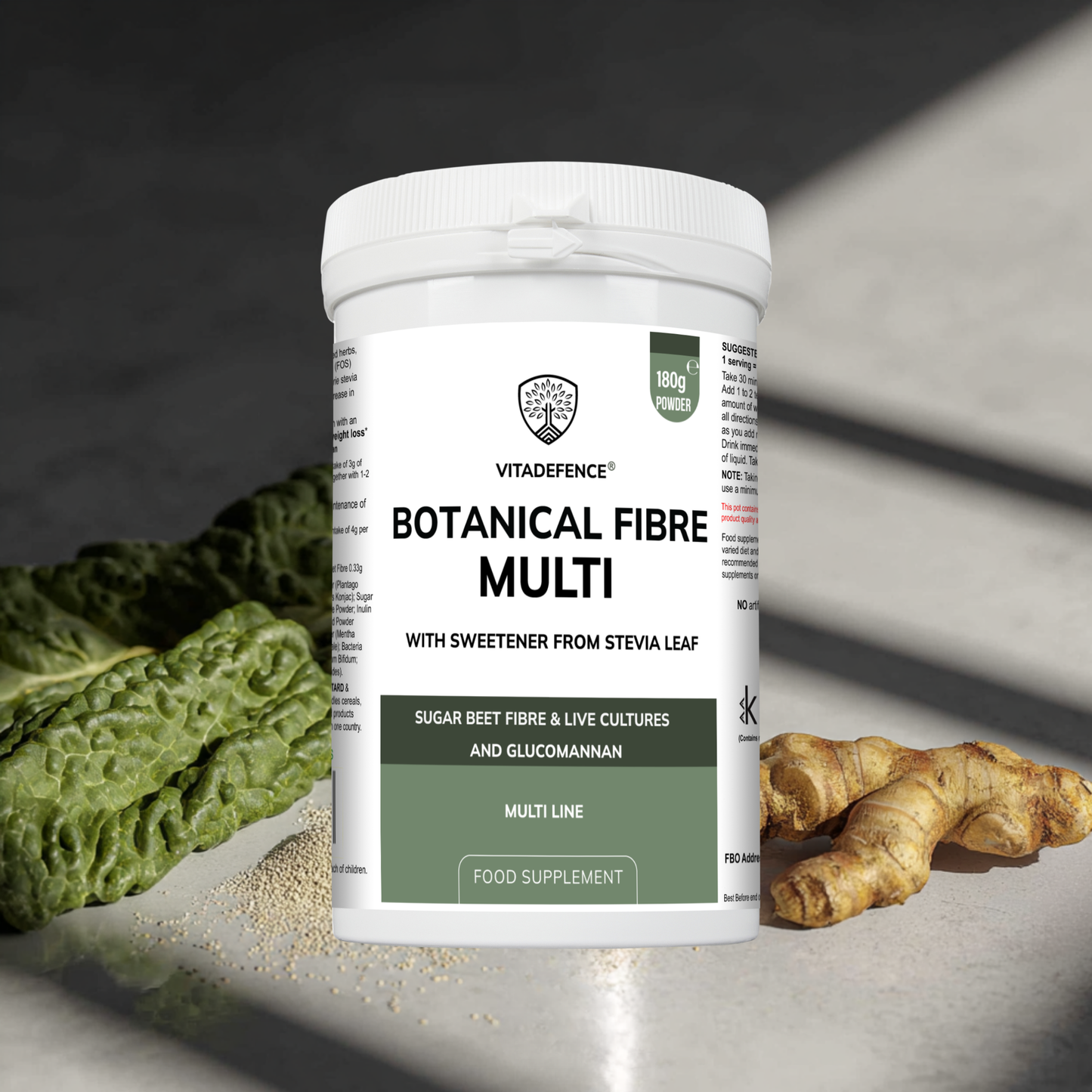 Vitadefence® Botanical Fibre Multi | Fibre & Plant Blend with Glucomannan & Live Cultures – 300 g