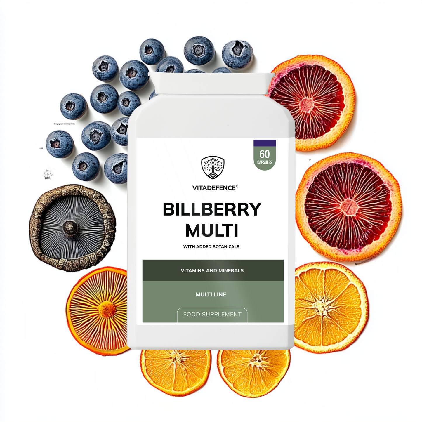 Vitadefence® Bilberry Multi | With Pine Bark, Lutein, Zinc, Selenium & Vitamins – 60 Capsules