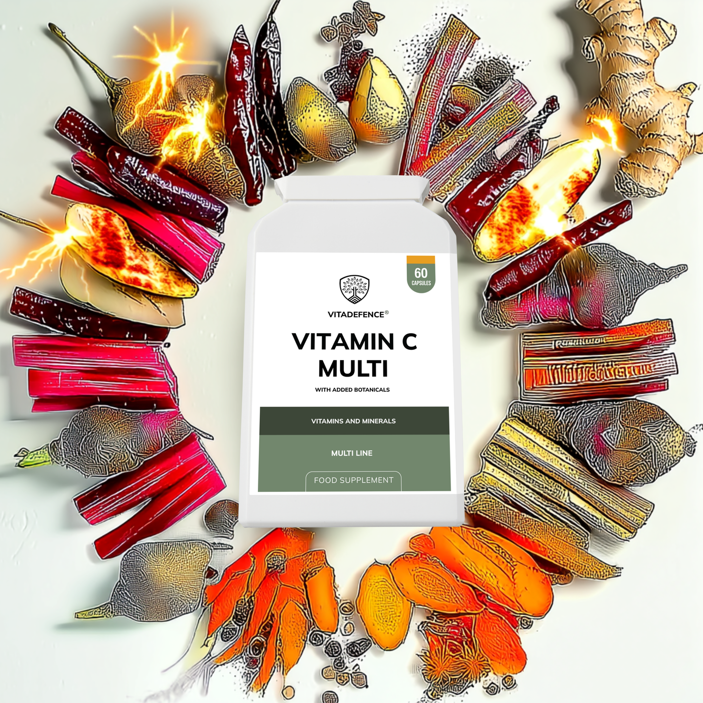 Vitadefence® Vitamin C Multi | With Botanicals & Minerals – 60 Capsules