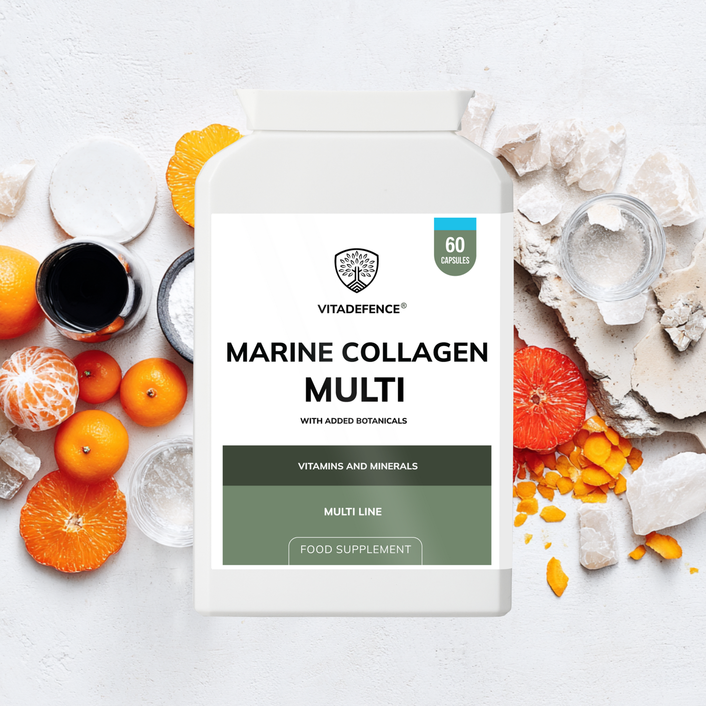 Vitadefence® Marine Collagen Multi | With Vitamin C, Zinc & Biotin – 60 Capsules