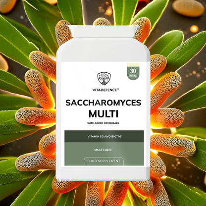 Vitadefence® Saccharomyces Multi | With Vitamin D3, Biotin, Olive Leaf & Bamboo Silica – 30 Capsules