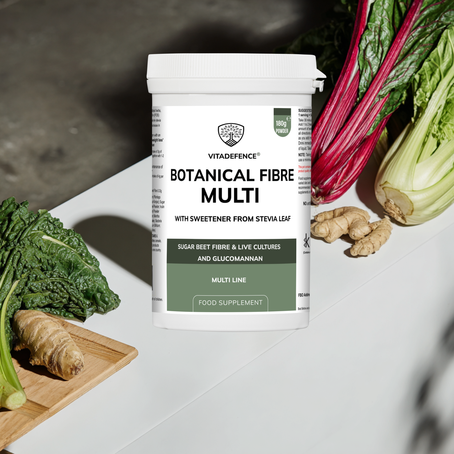 Vitadefence® Botanical Fibre Multi | Fibre & Plant Blend with Glucomannan & Live Cultures – 300 g