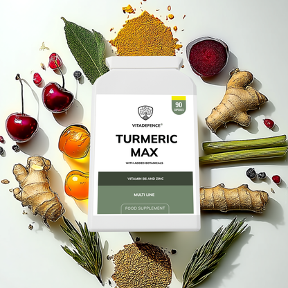 Vitadefence® Turmeric Max | With Vitamin B6, Zinc & Botanicals – 90 Capsules