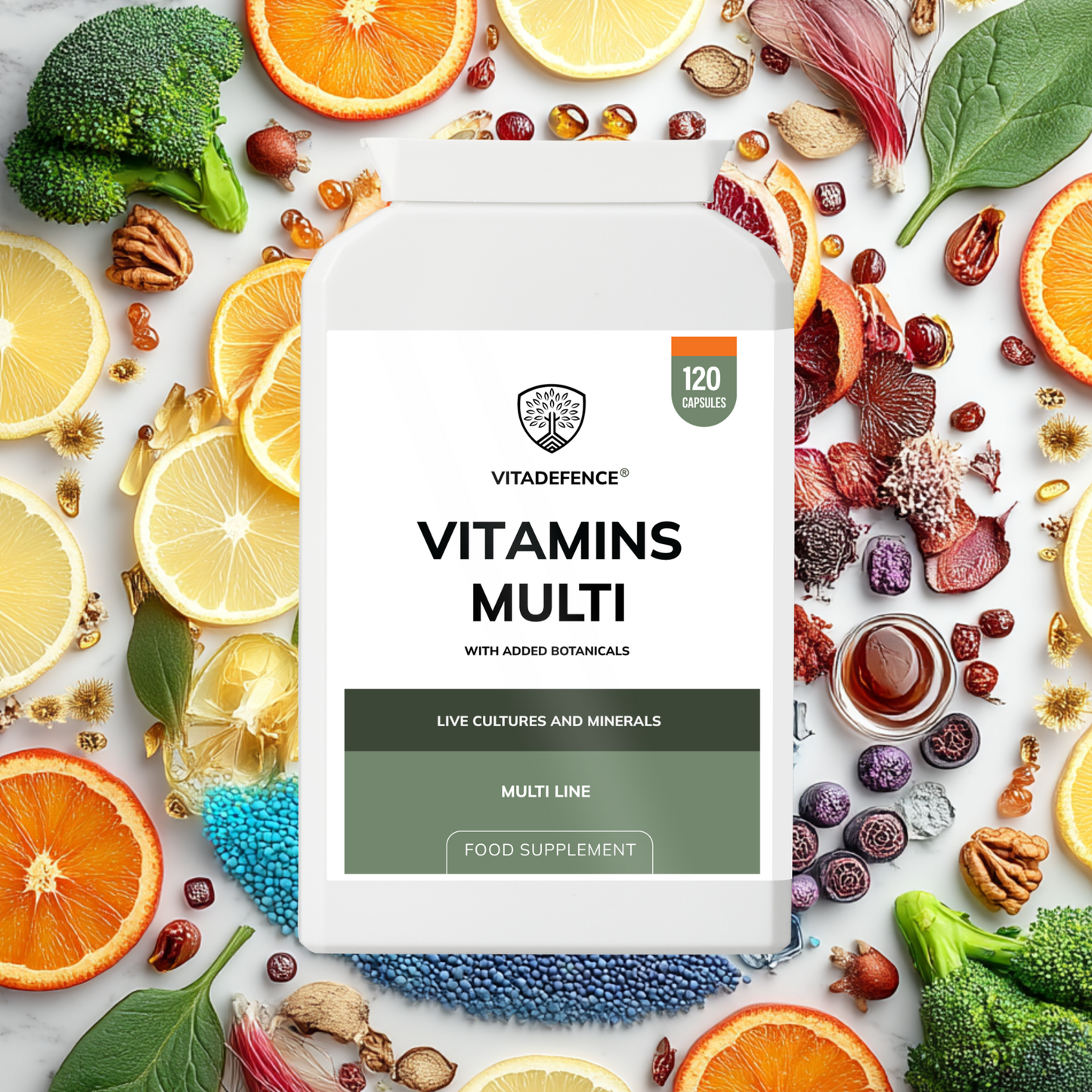 Vitadefence® Vitamins Multi | With Botanicals, Minerals & Live Cultures – 120 Capsules