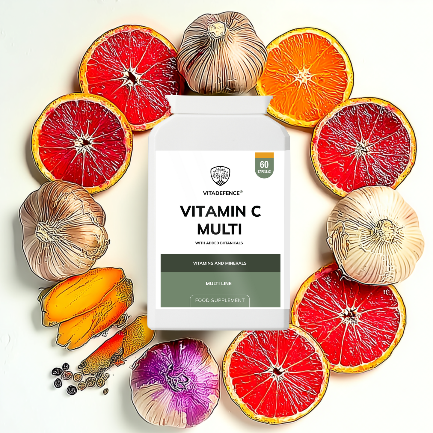 Vitadefence® Vitamin C Multi | With Botanicals & Minerals – 60 Capsules
