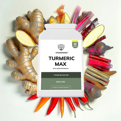 Vitadefence® Turmeric Max | With Vitamin B6, Zinc & Botanicals – 90 Capsules
