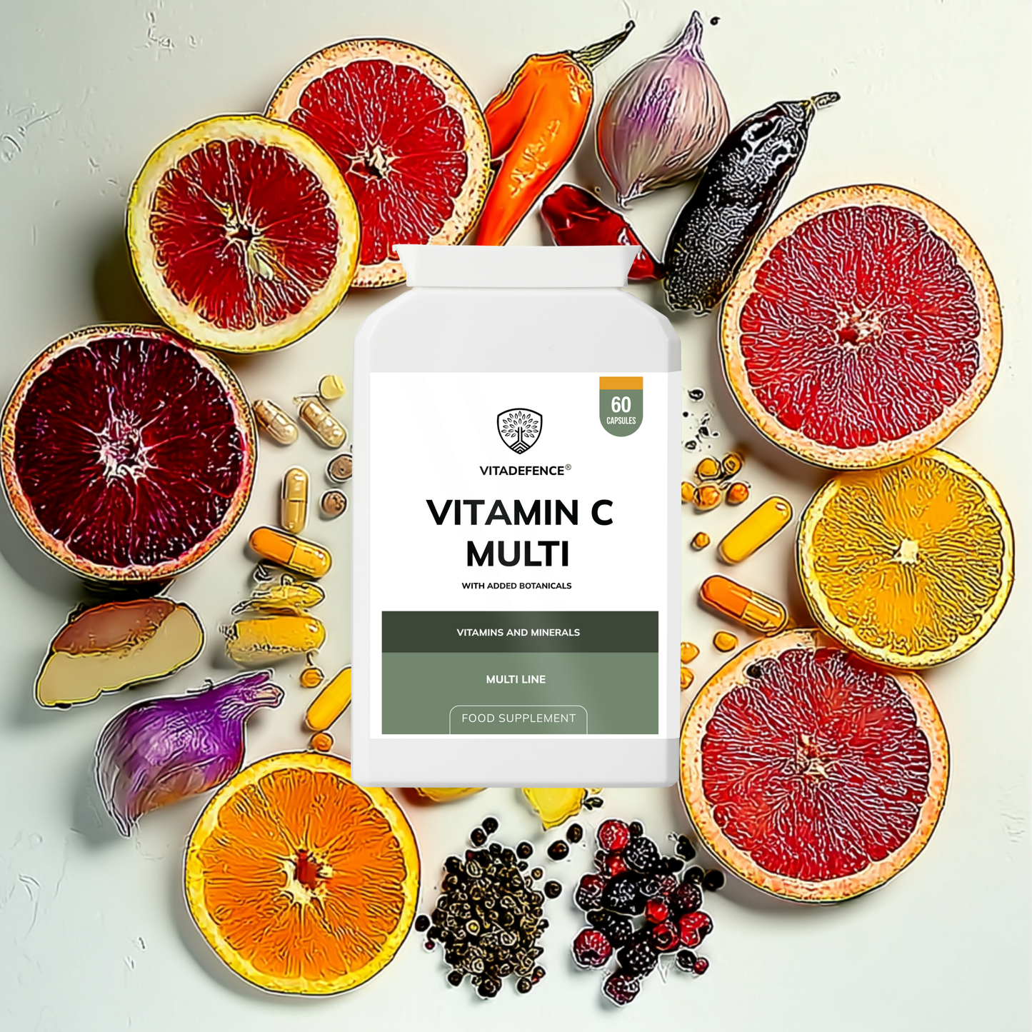 Vitadefence® Vitamin C Multi | With Botanicals & Minerals – 60 Capsules