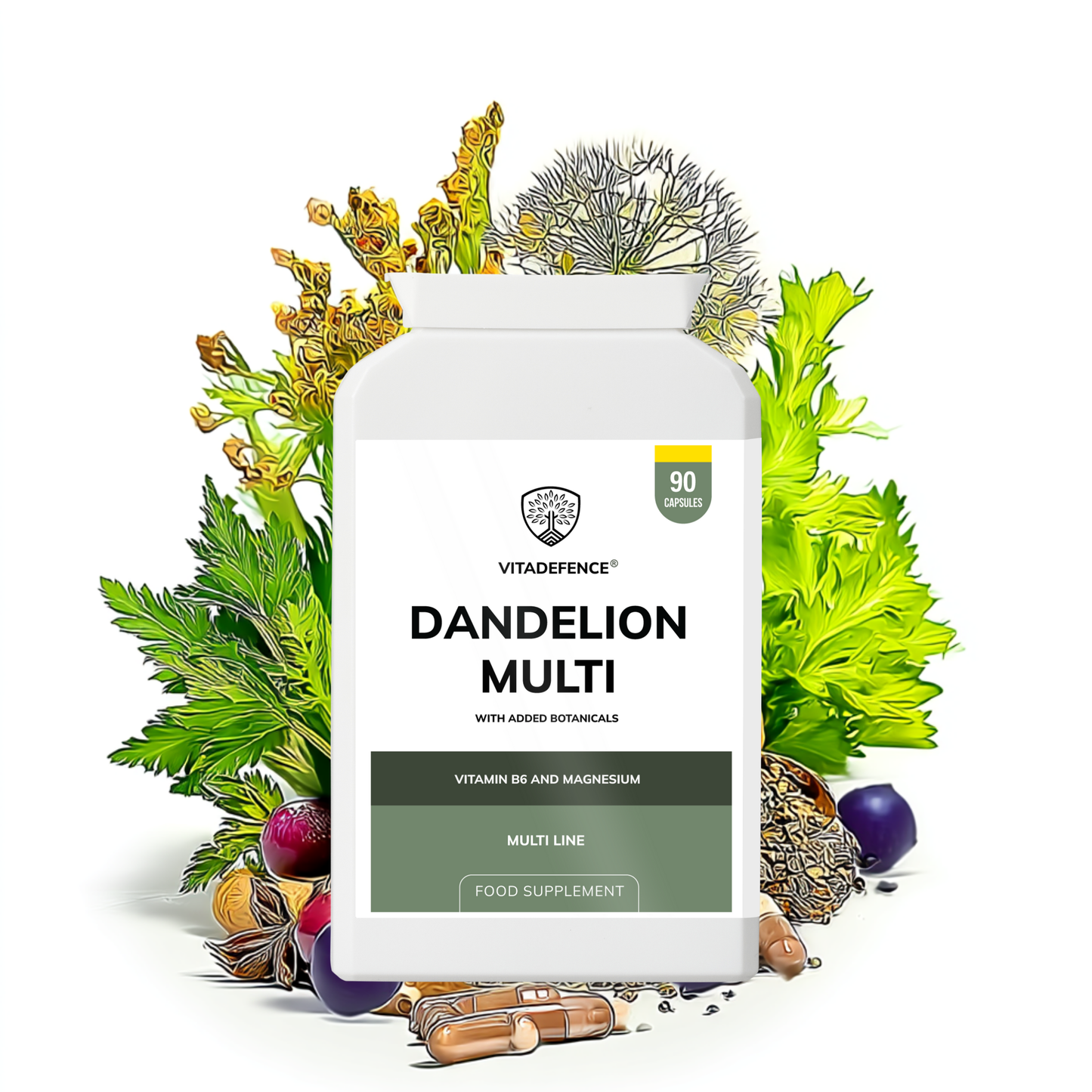 Vitadefence® Dandelion Multi | With Vitamin B6, Magnesium & Botanicals – 90 Capsules